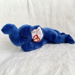 Ty Beanie Buddy Peanut Royal Blue Elephant With Tag 1998 Vintage Plush